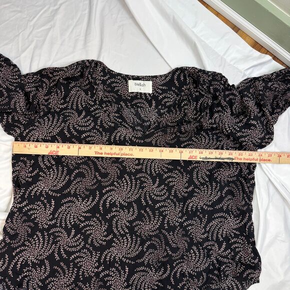 Ba&sh Floral Puff Sleeve Boho Blouse Viscose Purple Ruffle Size US 8 Oversized - Picture 9 of 11